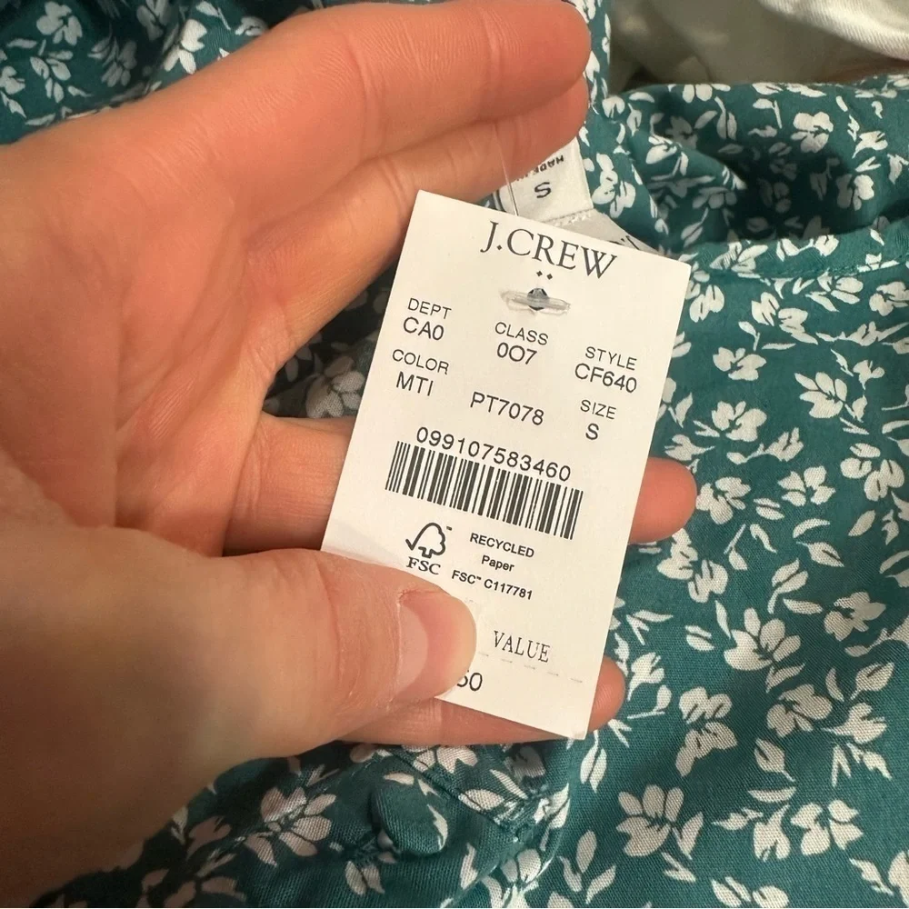 J crew Long-sleeve shirred-neck blouse